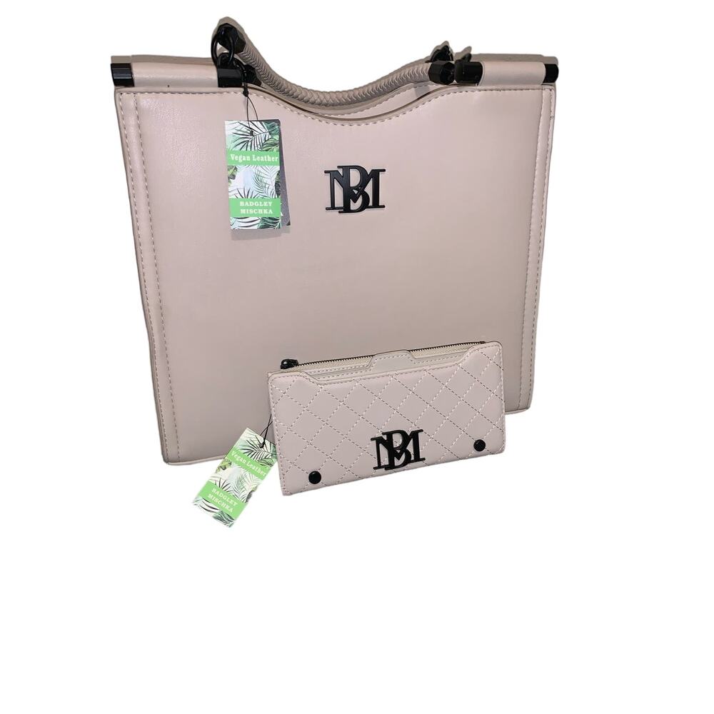 BADGLEY MISCHKA VEGAN LEATHER TOTE / CROSSBODY AND WALLET BAG 2PCS SET NWT